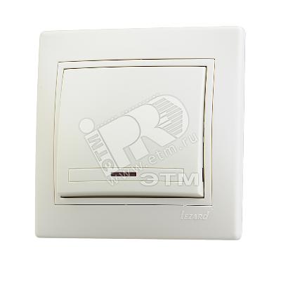 Выключатель одноклавишный, с подсветкой, бежевый, с бежевой вставкой фото 1