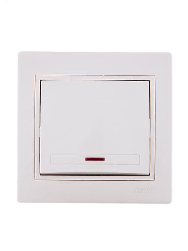 Выключатель одноклавишный, с подсветкой, бежевый, с бежевой вставкой фото 2