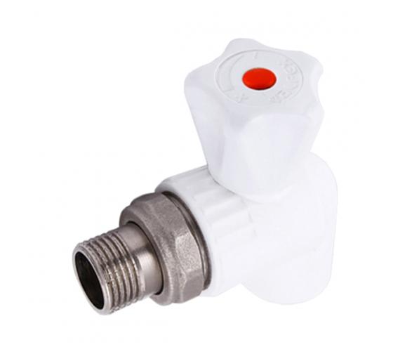 Кран для радиатора угловой 20x1/2' полипропиленовый PPR белый фото 1