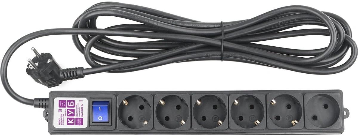 Сетевой фильтр Powercube SPG6-B2 5м (6 розеток) черный (коробка) фото 2
