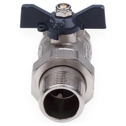 Кран шаровой со сгоном ВН 3/4 U бабочка никелированный фото 1