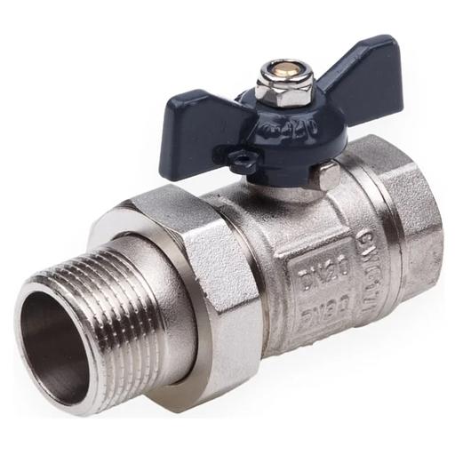 Кран шаровой со сгоном ВН 3/4 U бабочка никелированный фото 2