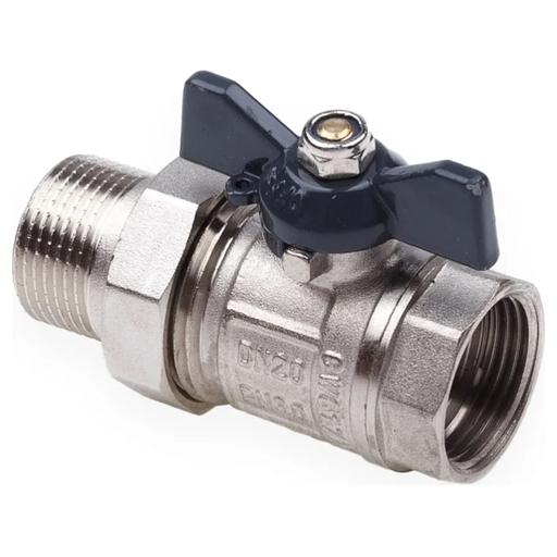 Кран шаровой со сгоном ВН 3/4 U бабочка никелированный фото 4