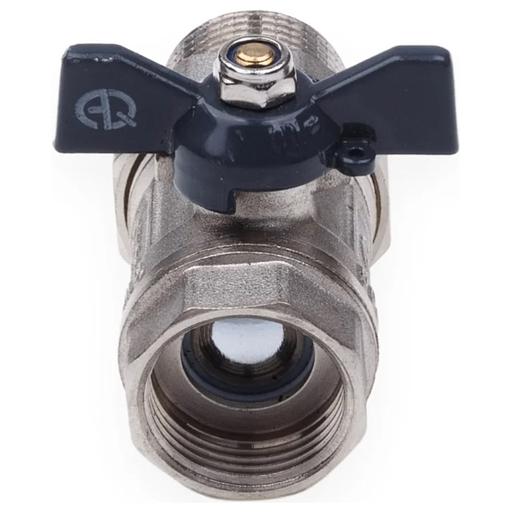 Кран шаровой со сгоном ВН 3/4 U бабочка никелированный фото 5