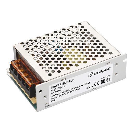 Блок питания ARS-60-12 (12V, 5A, 60W) (ARL, IP20 Сетка, 2 года) фото 1
