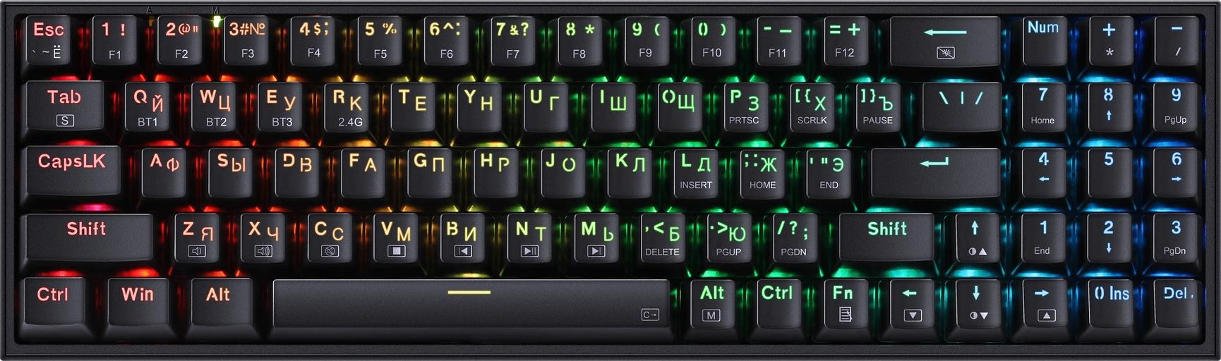 Клавиатура + мышь Redragon S136 клав:черный мышь:черный USB беспроводная Bluetooth/Радио Multimedia LED (72158) фото 2