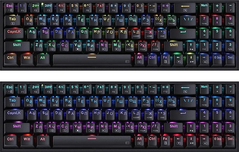 Клавиатура + мышь Redragon S136 клав:черный мышь:черный USB беспроводная Bluetooth/Радио Multimedia LED (72158) фото 4