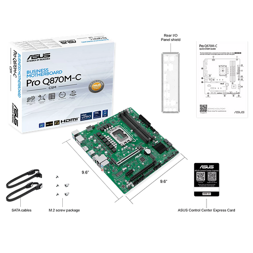 Материнская плата ASUS PRO Q870M-C-CSM LGA1851 mATX 4хDDR5 2хPCIEx16 PCIEx1 2xM.2 USB-C DP HDMI GLAN фото 6