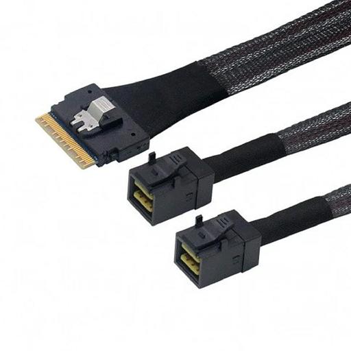 Lr-Link LRSF5443(8i)-SAS4.0 SAS SFF-8654 8i to 2xHDminiSAS SFF-8643 Cable,0.8m(SAS 4.0) фото 1