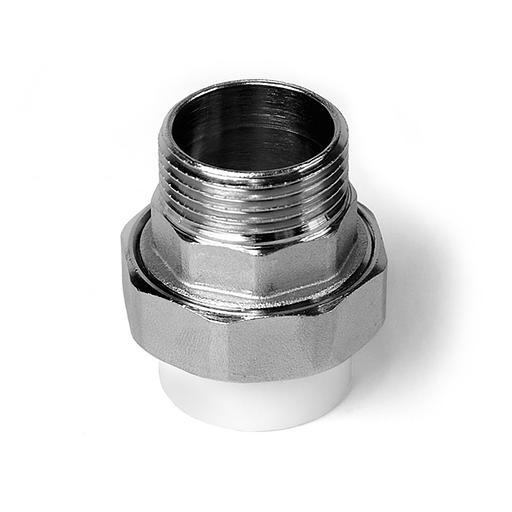 Соединение разборное 25x3/4' НР полипропиленовое PPR белое фото 2