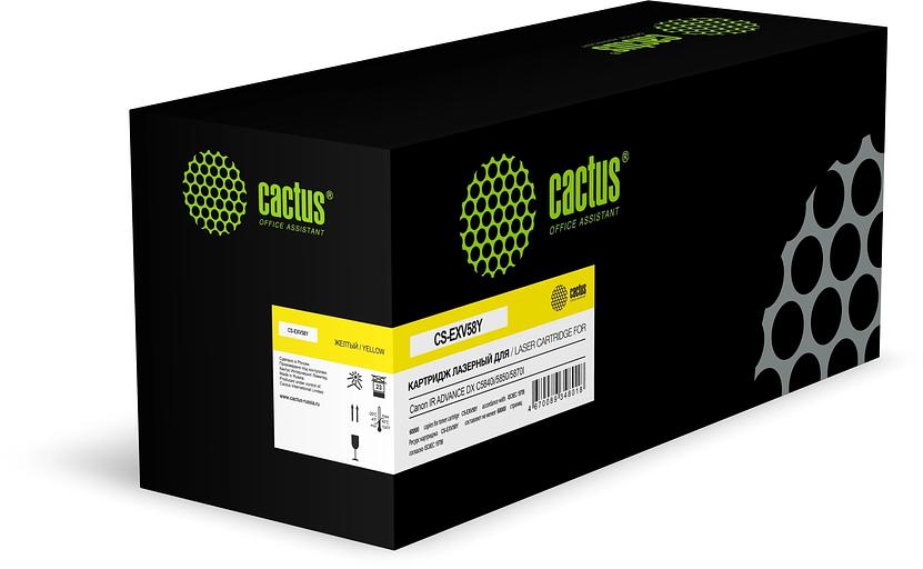 Картридж лазерный Cactus CS-EXV58Y желтый (60000стр.) для Canon IR ADVANCE DX C5840i/5850/5870I фото 1