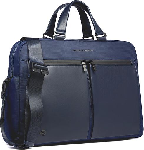 Деловая сумка Piquadro Orion CA6624S136/BLU с отделением для ноутбука синий ткань/натур.кожа фото 2