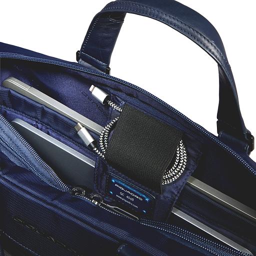 Деловая сумка Piquadro Orion CA6624S136/BLU с отделением для ноутбука синий ткань/натур.кожа фото 6