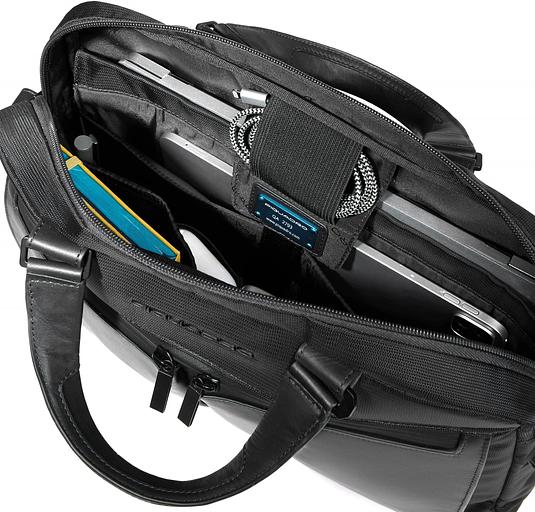 Деловая сумка Piquadro Orion CA6623S136/N с отделением для ноутбука черный ткань/натур.кожа фото 6