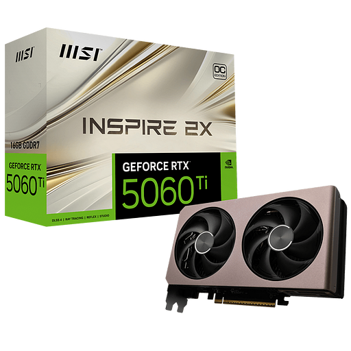 Видеокарта MSI RTX5060Ti INSPIRE 2X OC 16GB GDDR7 128bit 3xDP HDMI 2FAN RTL фото 1