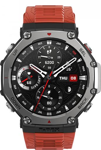 Смарт-часы Amazfit T-Rex 3 A2323 48.5мм 1.5" AMOLED корп.темно-серый рем.красный разм.брасл.:145-210мм (1746757) фото 2