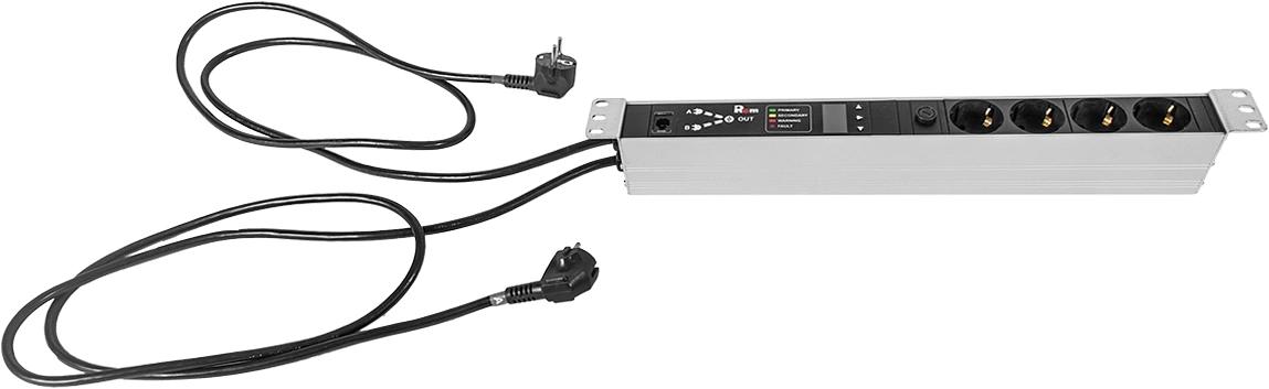 АВР Rem R-16-4S-T-440-2X1.8 1U 19" ввод:2xShuko выход:4xSchuko16A черный фото 1