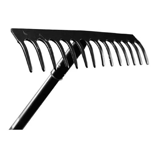 Грабли прямые 14 зубьев, сталь, с металлическим черенком [73/7/1/13] фото 1