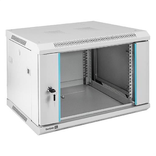 Exegate EX298599RUS Шкаф телекоммуникационный 19" настенный 6U ExeGate EC-WM-6U.450.G.GREY (19”, 6U, 600x450x370mm (ШхГхВ), передняя дверь закаленное стекло, съемные боковые панели, пыле- и влагозащит фото 1