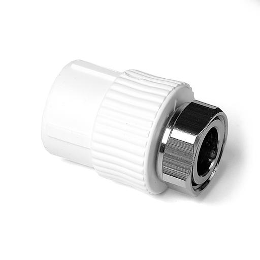 Муфта комбинированная 20x1/2' с накидной гайкой полипропиленовая PPR белый фото 1