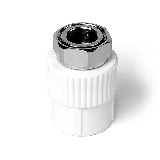 Муфта комбинированная 20x1/2' с накидной гайкой полипропиленовая PPR белый фото 2