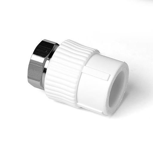 Муфта комбинированная 20x1/2' с накидной гайкой полипропиленовая PPR белый фото 3