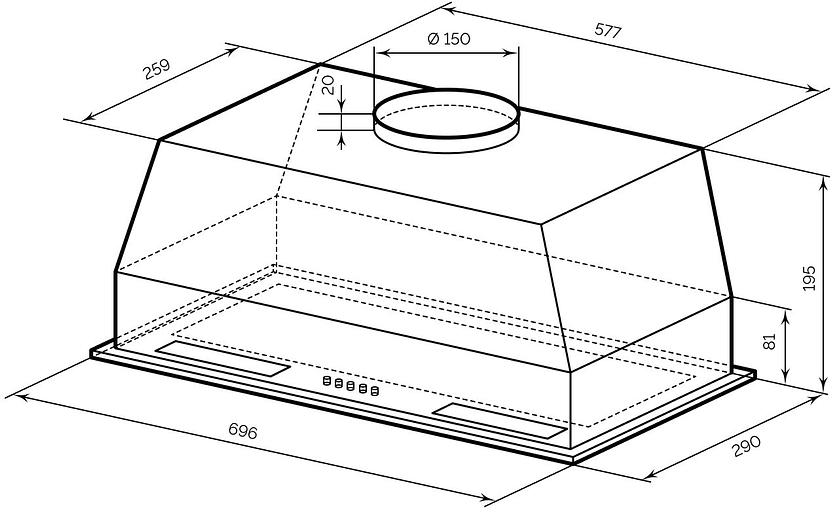 Вытяжка встраиваемая Lex Hyper 900 BBL черный управление: кнопочное (1 мотор) фото 7