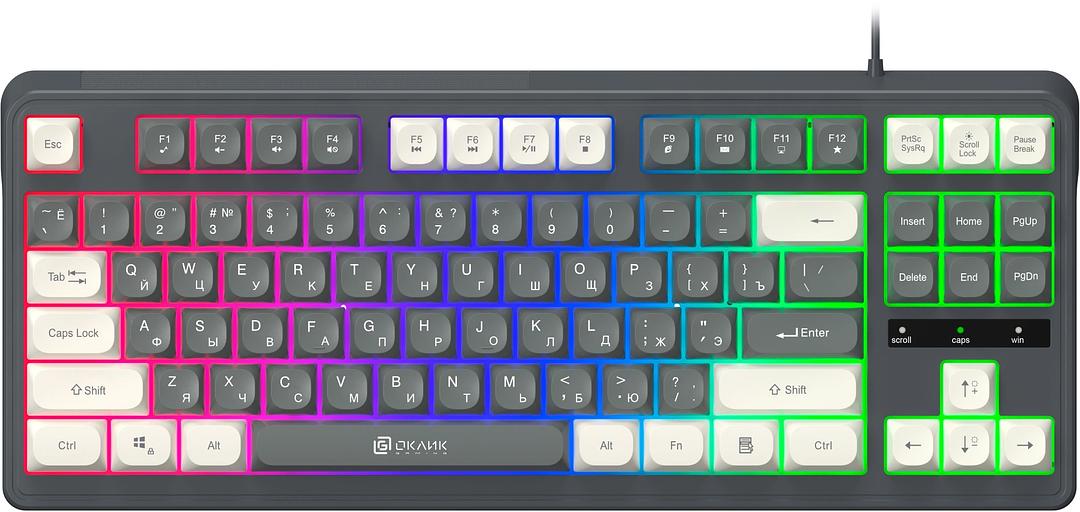 Клавиатура Оклик 711G серый/белый USB for gamer LED (1790385) фото 1