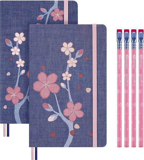 Набор Moleskine Limited Edition Sakura блокнот 2шт/карандаш 4 шт Large фото 1