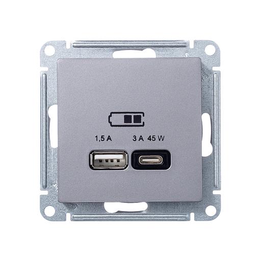 ATLASDESIGN USB РОЗЕТКА A + тип-C 45W высокоскор.заряд. QC, PD, механизм, СТАЛЬ фото 2