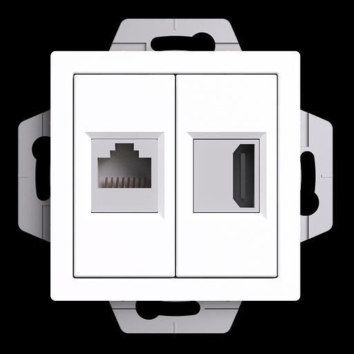 ATLASDESIGN РОЗЕТКА двойная HDMI+RJ45, кат.5Е, механизм, БЕЛЫЙ фото 1