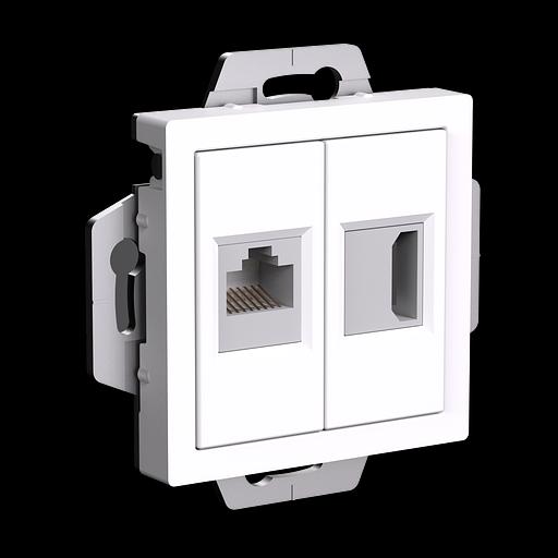 ATLASDESIGN РОЗЕТКА двойная HDMI+RJ45, кат.5Е, механизм, БЕЛЫЙ фото 2