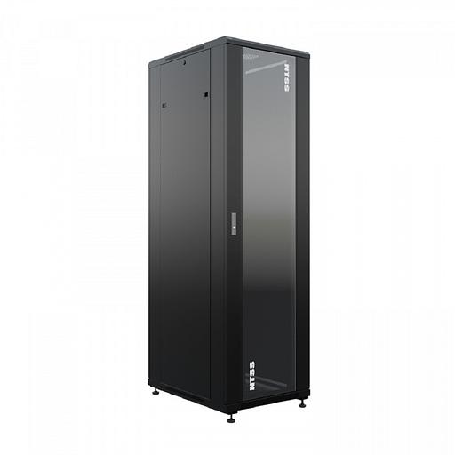 NTSS Шкаф напольный универсальный серверный NTSS R 18U 600х800мм, 4 профиля 19, двери стекло и сплошная металл, боковые стенки съемные, регулируемые опоры, разобранный, черный RAL 9005 NTSS-R18U6080GS фото 1