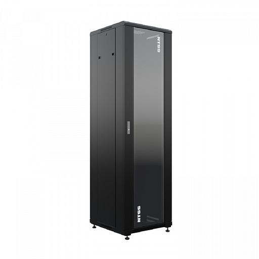 NTSS Шкаф напольный универсальный серверный NTSS R 32U 600х600мм, 4 профиля 19, двери стекло и сплошная металл, боковые стенки съемные, регулируемые опоры, разобранный, черный RAL 9005 NTSS-R32U6060GS фото 1