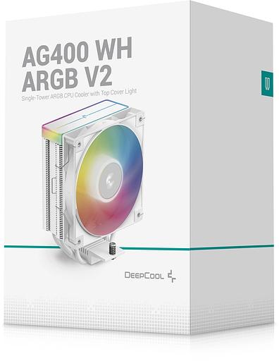 Вентилятор для процессора Deepсool AG400 ARGB V2 WH (Soc 1700/115X/1200/1851/AM5/AM4, 120mm, 2100rpm, 31.6 дБ, 220W, PWM 4-pin, Al+Cu) (R-AG400-WHA фото 10