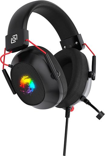 Наушники с микрофоном Оклик HS-L305G черный/красный 2м мониторные оголовье (2060511) фото 5