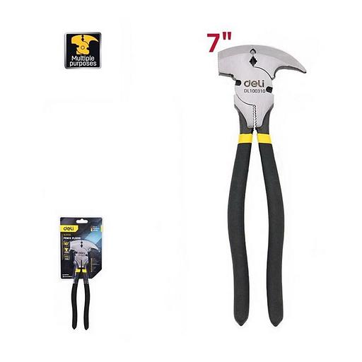 Плоскогубцы многофункциональные 5-в-1 Deli DL100310 250мм, (молоток, кусачки, гвоздодер, зажим, обжим) прорезиненная рукоять фото 1