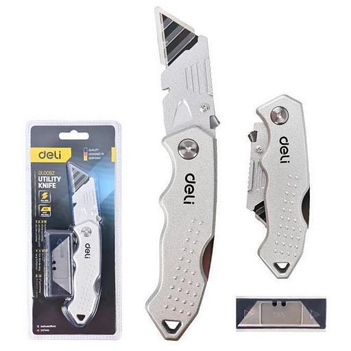 Строительный складной нож с Т-образным лезвием DL008Z в комплекте 4 лезвия, сталь SK5, рукоятка из цинкового сплава фото 1