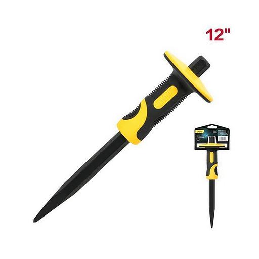 Зубило пикообразное с протектором Deli DL6412 4х19х305мм, двухкомпонентная рукоять фото 1