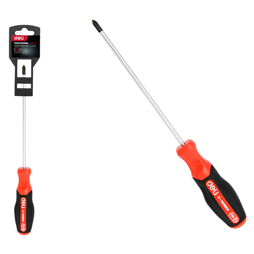 Крестовая DL3453 PH0x75мм сталь S2, матовый стержень, двухкомпонентная прорезиненная рукоять фото 1