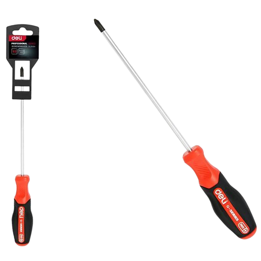 Крестовая DL3454 PH0x100мм сталь S2, матовый стержень, двухкомпонентная прорезиненная рукоять фото 1