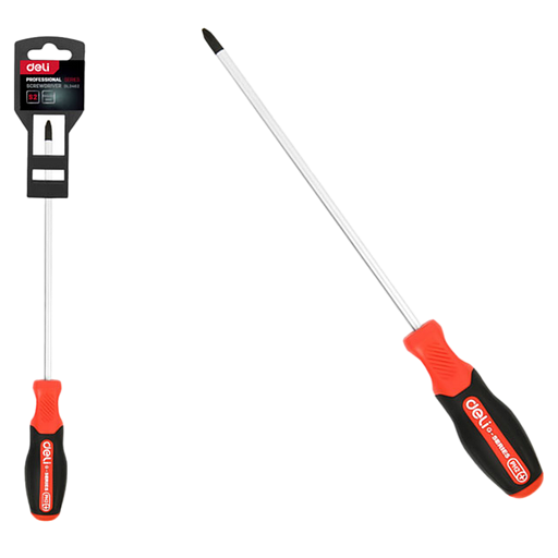 Крестовая DL3462 PH2x150мм сталь S2, матовый стержень, двухкомпонентная прорезиненная рукоять фото 1