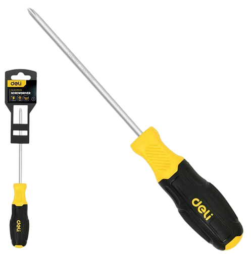 Крестовая отвертка Deli DL633150N PH0x150мм сталь Cr-V, двухкомпонентная прорезиненная рукоять фото 1