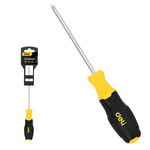 Крестовая отвертка Deli DL635075N PH1x75мм сталь Cr-V, двухкомпонентная прорезиненная рукоять фото 1