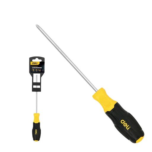 Крестовая отвертка Deli DL636150N PH2x150мм сталь Cr-V, двухкомпонентная прорезиненная рукоять фото 1