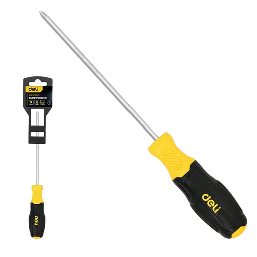 Крестовая отвертка Deli DL638250N PH3x250мм сталь Cr-V, двухкомпонентная прорезиненная рукоять фото 1
