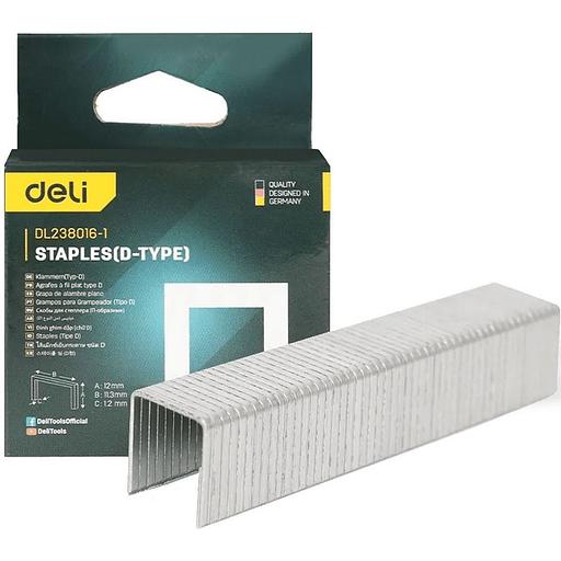 Набор скоб для степлера 1000 шт (Тип D) Deli DL238016-1 (12 х 11,3 х 1,2мм) фото 1