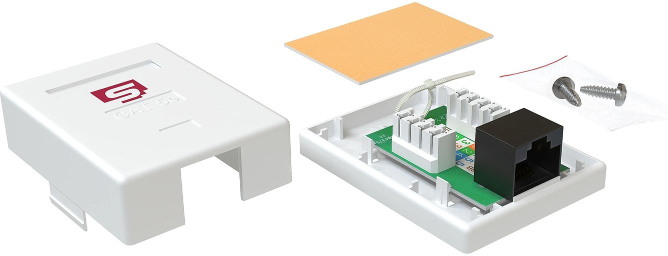 Розетка Sysmatrix SB 15EU.WH комп.RJ45 1 кат.5E UTP бел. фото 1
