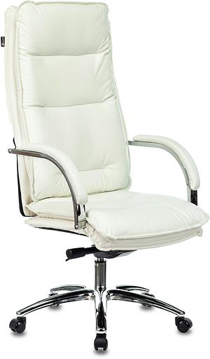 Кресло руководителя Бюрократ T-9927SL слоновая кость кожа крестов. хром фото 1