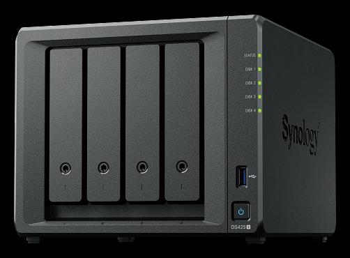 Synology DS425+ Сетевое хранилище 4x2.5"/3.5" SATA, Intel Celeron J4125/4x2GHz, 2GB DDR4, 1x2,5 Гбит/с, 1x1 Гбит/с фото 1